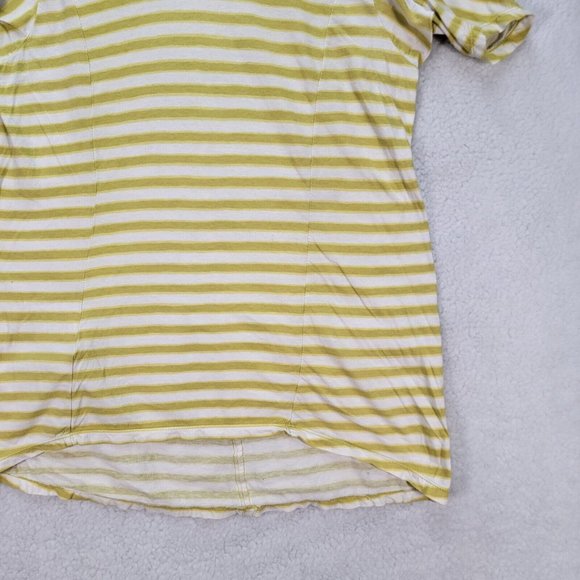 BCBGMaxazria Chartreuse Striped Knit Hi Low Casual Comfy Tunic Blouse Top - Picture 4 of 12